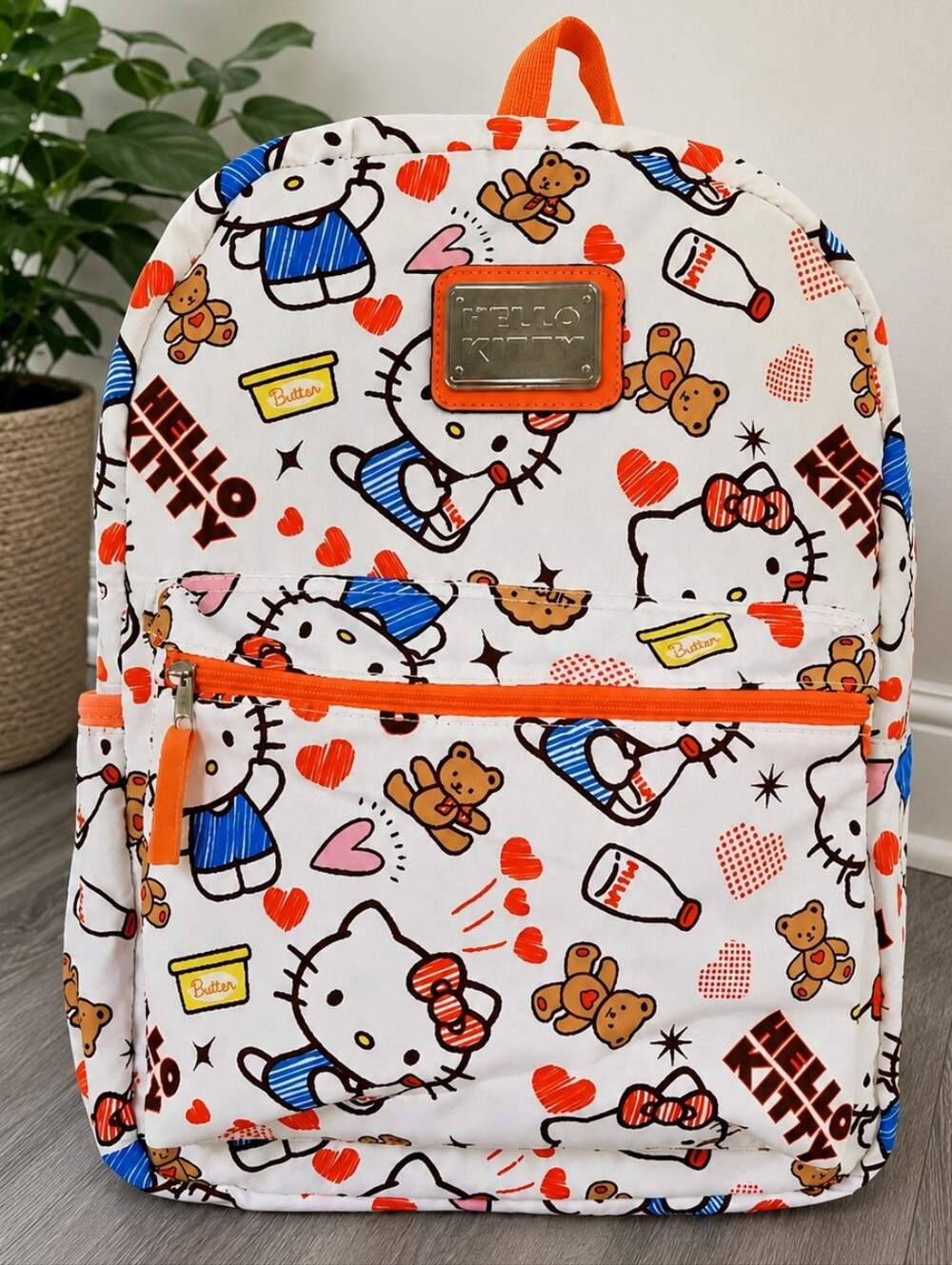 Sanrio Hello Kitty Bears Hearts Butter Milk Orange Backpack Back To School